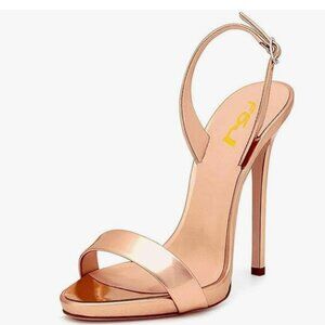 FSJ Rose Gold High Heel Slingback Sandals